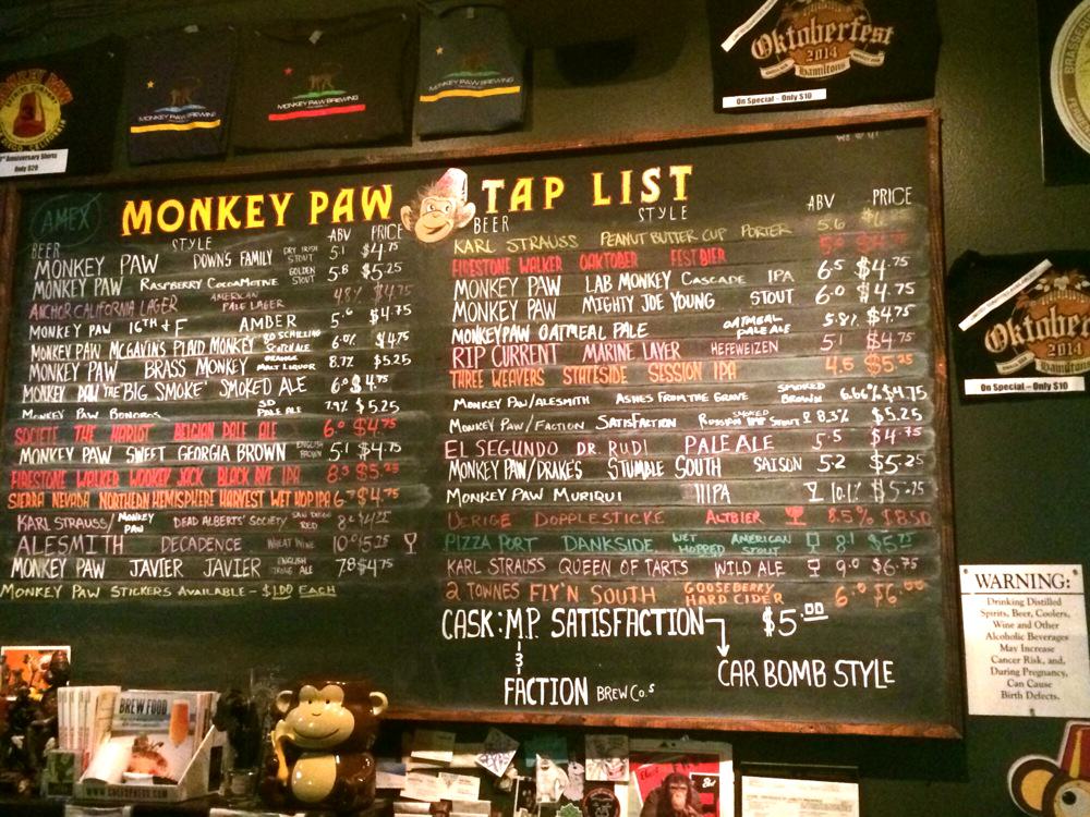 Monkey Paw Pub & Brewery Tap List